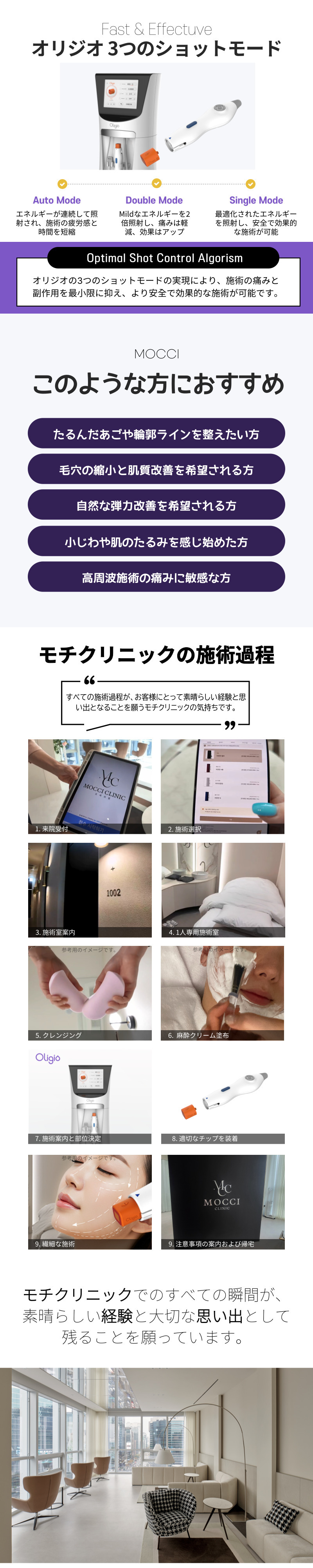 Oligio 600 Shot｜Chăm sóc chảy xệ và đàn hồi bằng RF cao tần giảm đau｜Seoul Gangnam stn.・Phòng khám Mochi