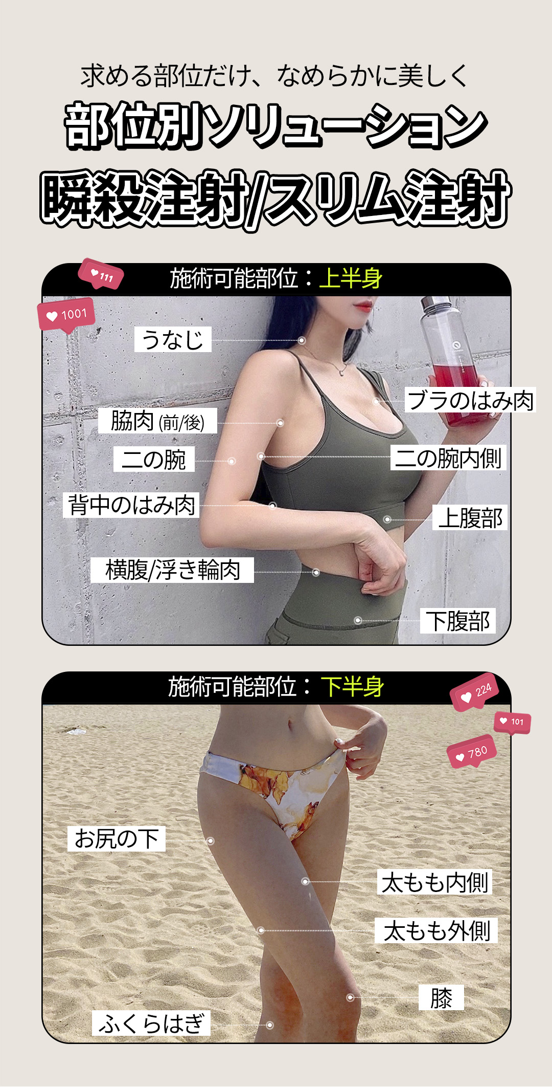 Tiêm tan mỡ & Body HIFU từ 6,550 yên | Hỗ trợ giảm mỡ cục bộ với công thức NO steroid | Jfeel Clinic Hongdae