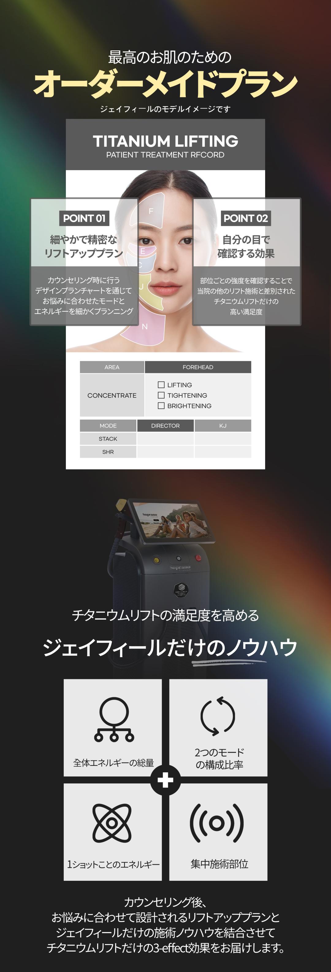 Titanium Lift | Chiếu đồng thời 3 bước sóng hướng đến nâng cơ, săn chắc, làm sáng | Seoul Jfeel Phòng khám chi nhánh Hongdae