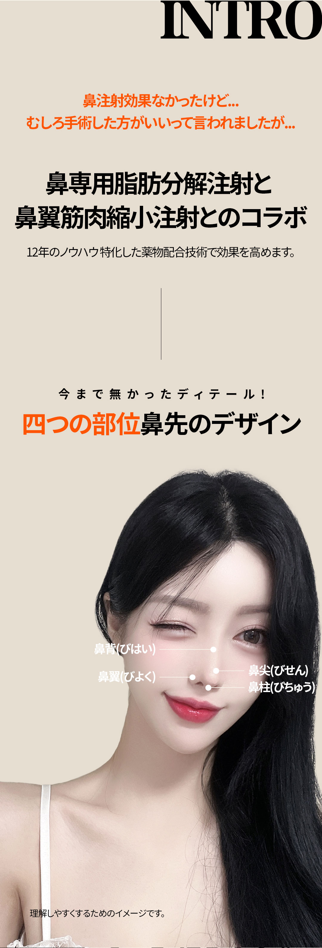 Tiêm điêu khắc mũi để hướng đến đường mũi lý tưởng | Chỉnh mũi không cắt・Phân giải mỡ × Thu nhỏ cơ | Seoul Gangnam stn.・Phòng khám Elne