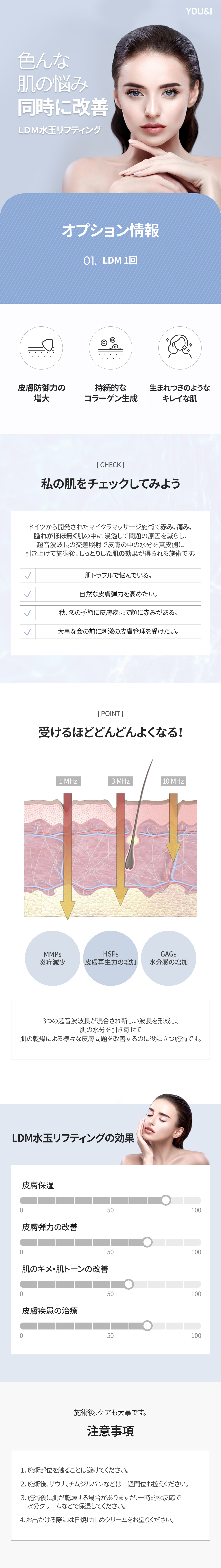LDM Water Drop Lifting | Công nghệ siêu âm Đức chăm sóc vấn đề da | Phòng khám YOU&I Gangnam【5.954 yên】