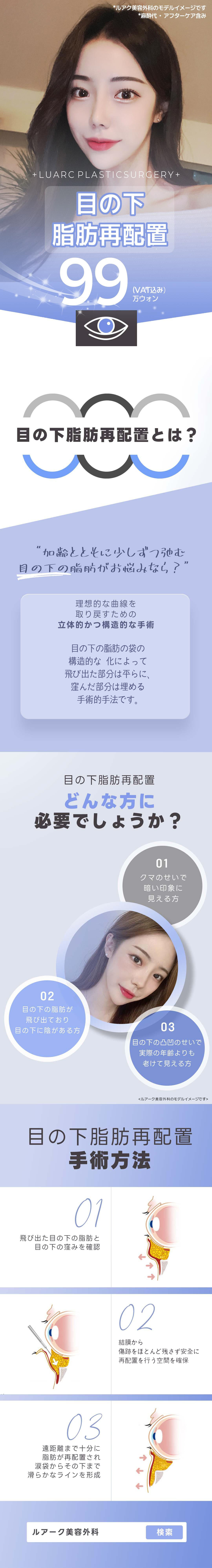 Tái phân bổ mỡ dưới mắt | Thẩm mỹ viện Ruark Apgujeong | Phẫu thuật lập thể cải thiện quầng thâm và chảy xệ